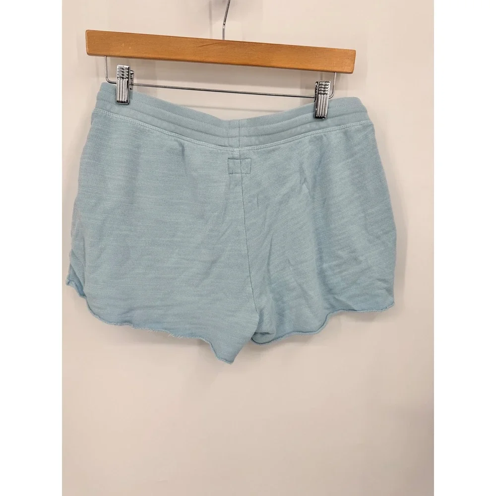 J. Crew Vintage Fleece Shorts Women S Blue Raw Hem Drawstring Loungewear